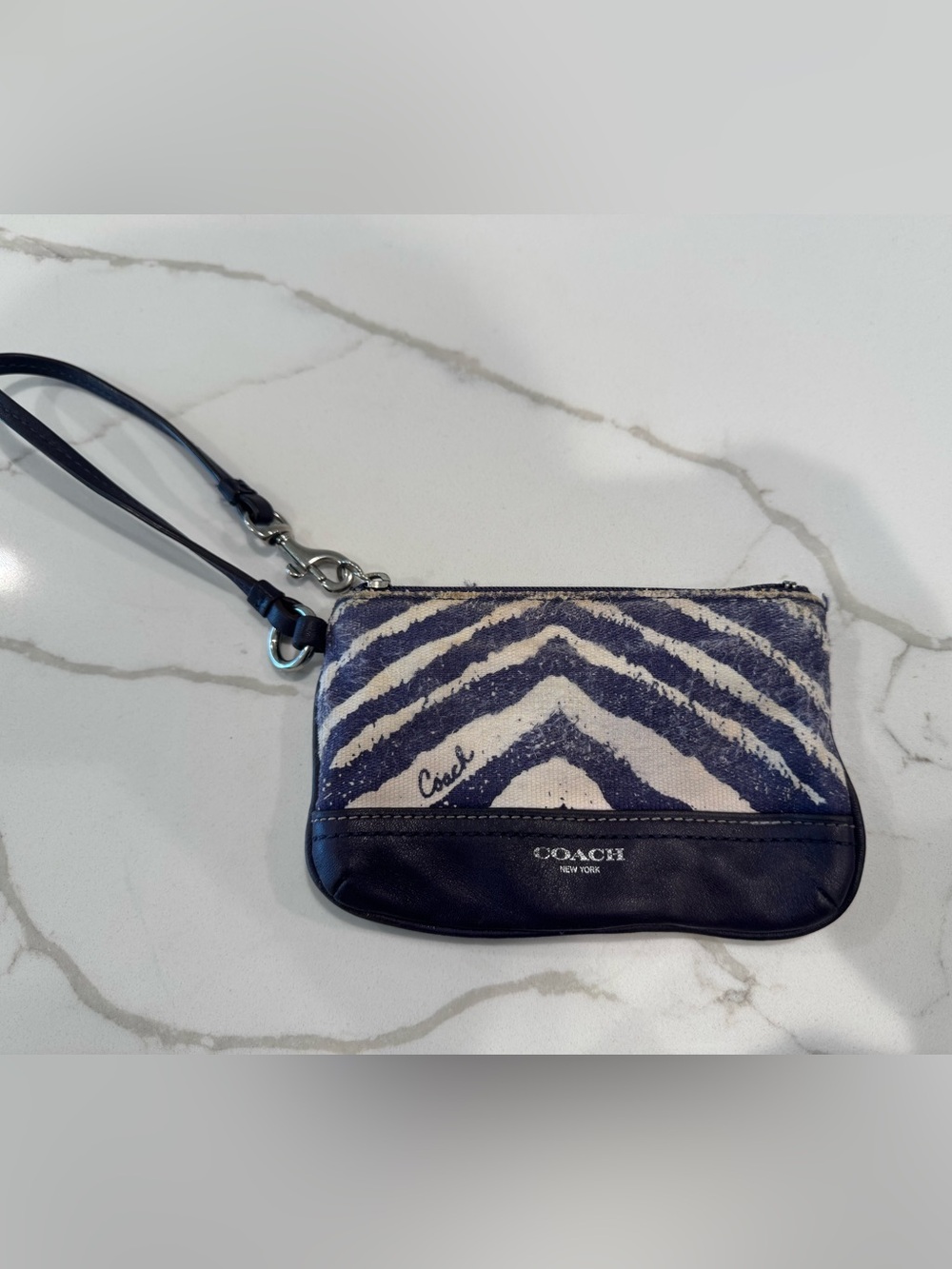 Coach Purple Zebra Print Canvas & Leather Wristlet Y2K
